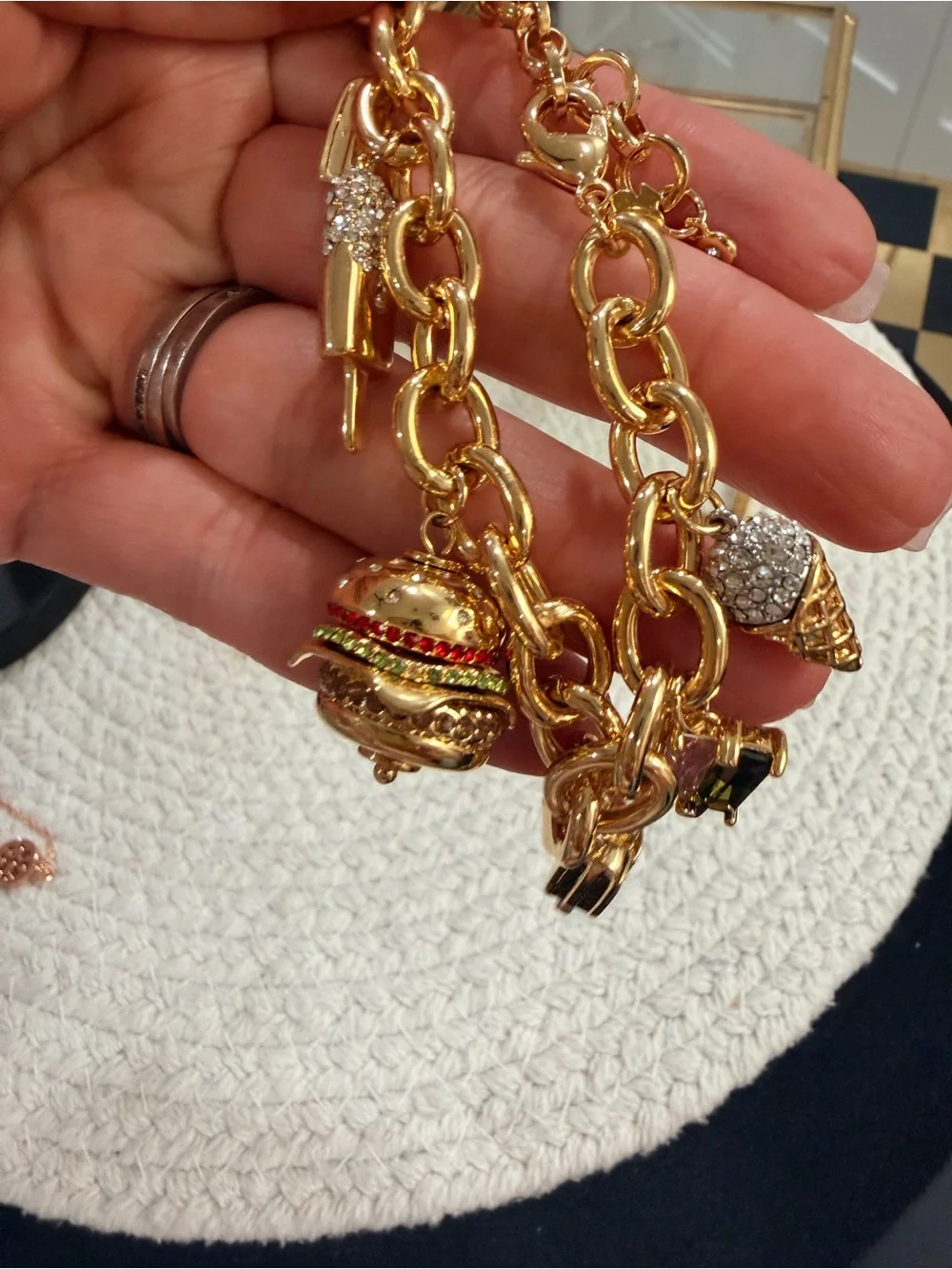 Kate Spade NWT Fast Food Charm Bracelet- Gold + Dust Bag - Picture 5 of 9